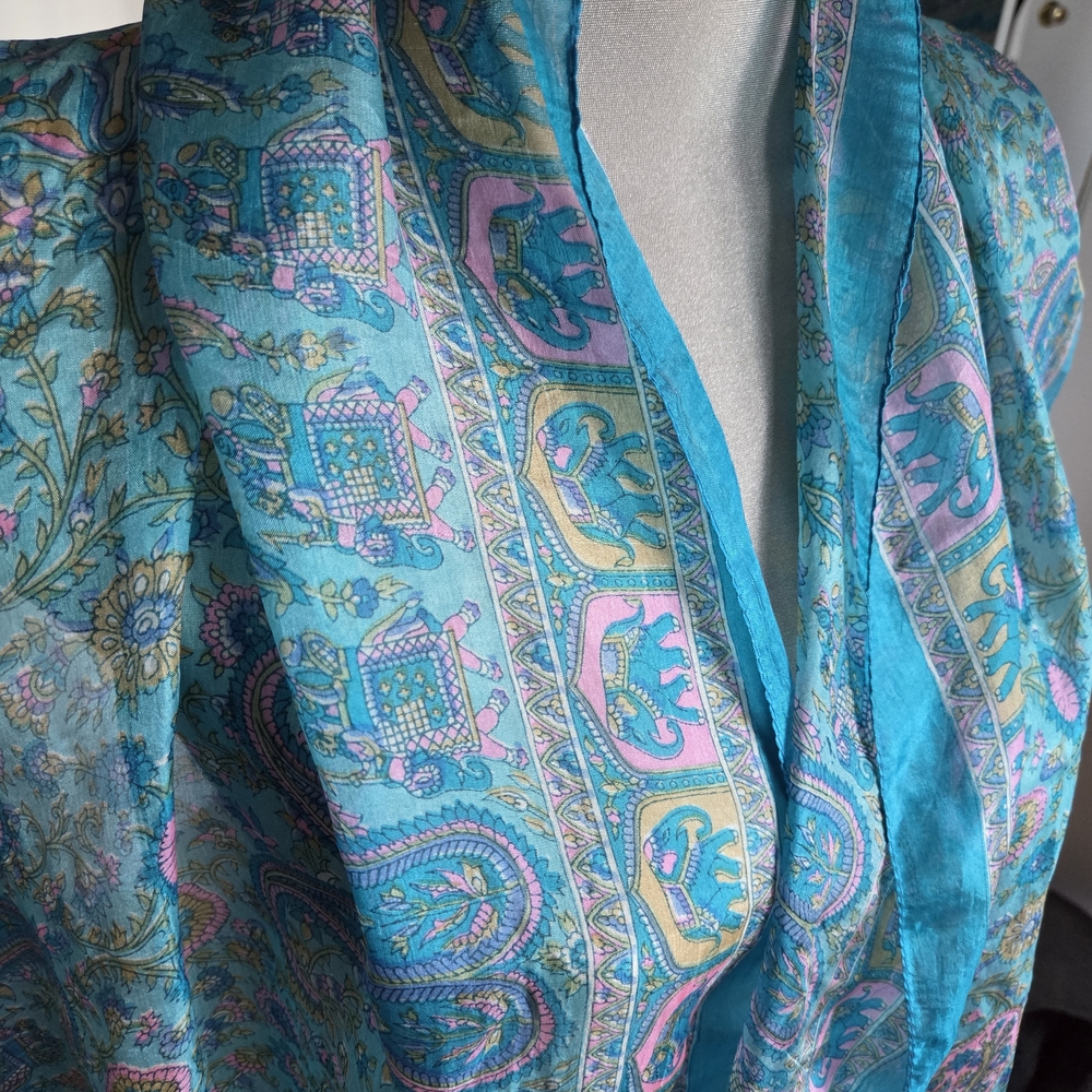 Vibrant Blue and Pink Elephant Scarf